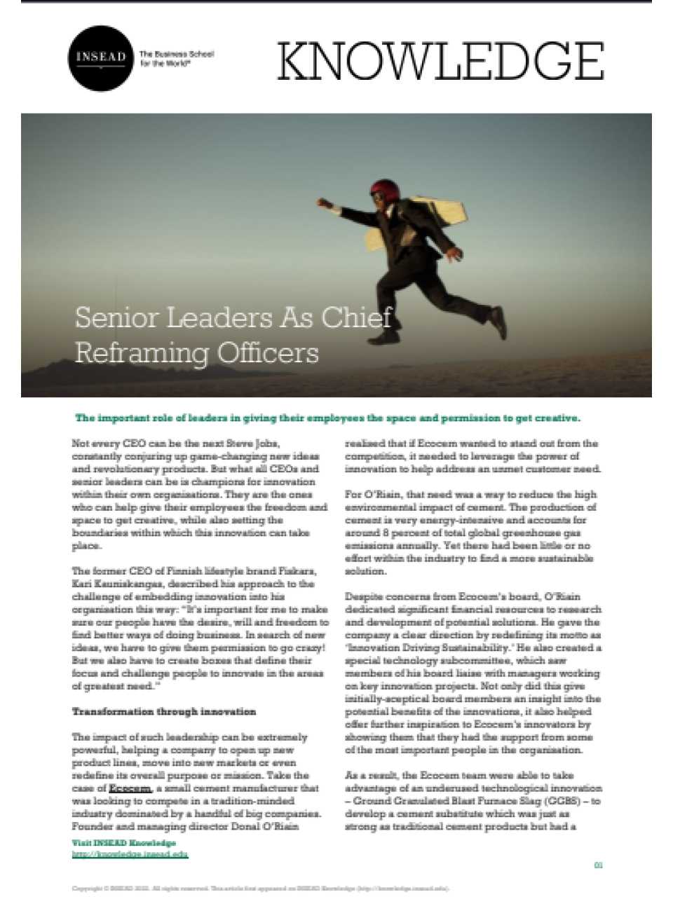 Senior Leaders As Chief Reframing Officers